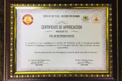 Award for Peace and Humanitarian Work to respected Dr. M M Prabhakar